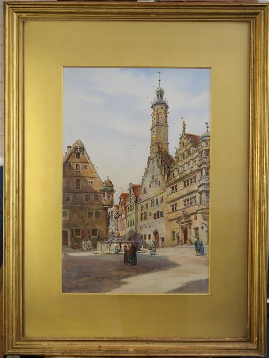 William Wiehe Collins (1862-1951) The Rathus, Rothenburg 20 x 13in.